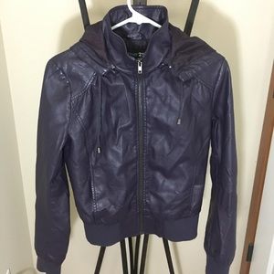 NWOT Purple leather sweatshirt jacket